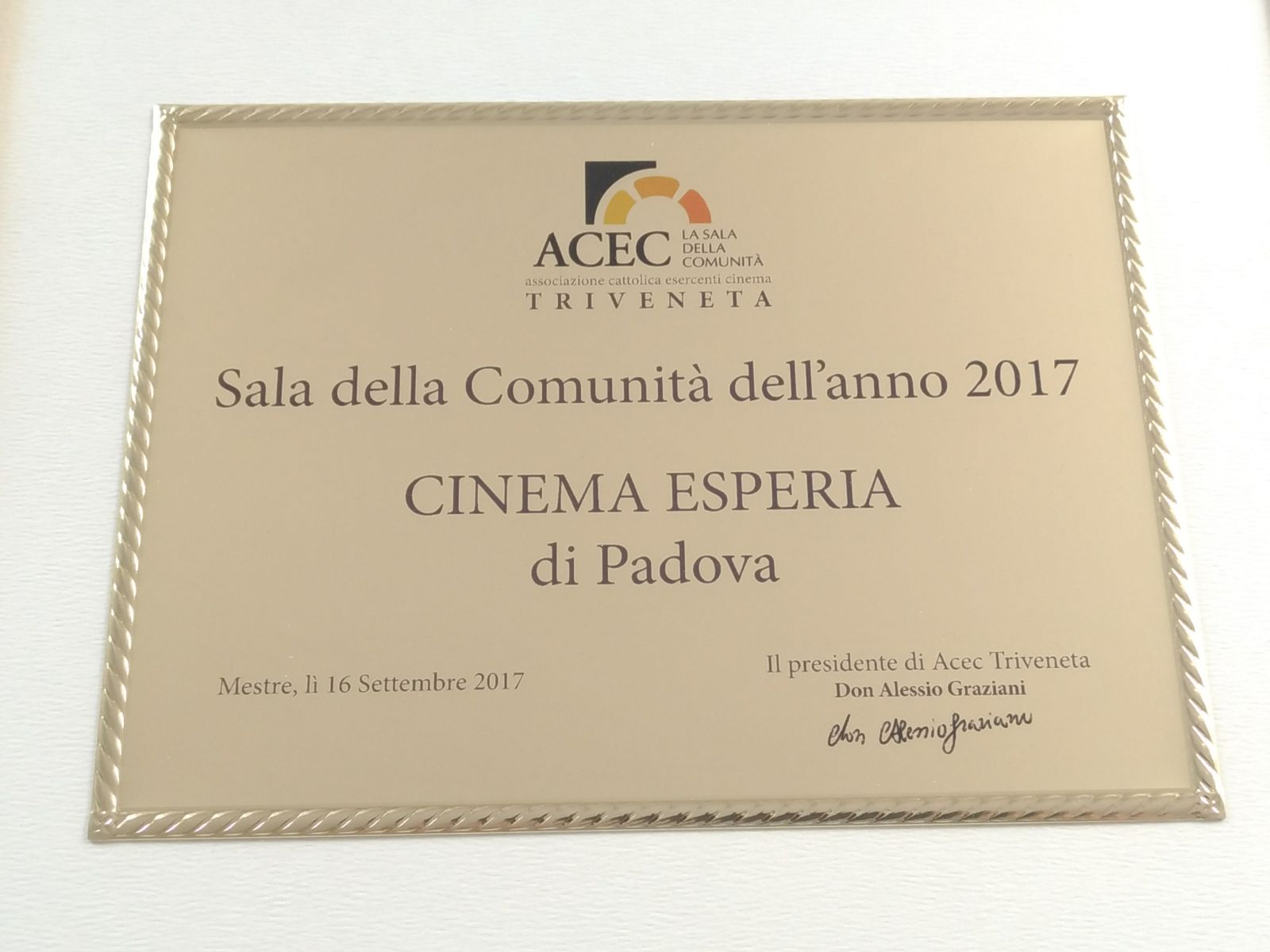 L’Esperia di Padova sul podio Il Triveneto inaugura il premio "SdC dell'anno"