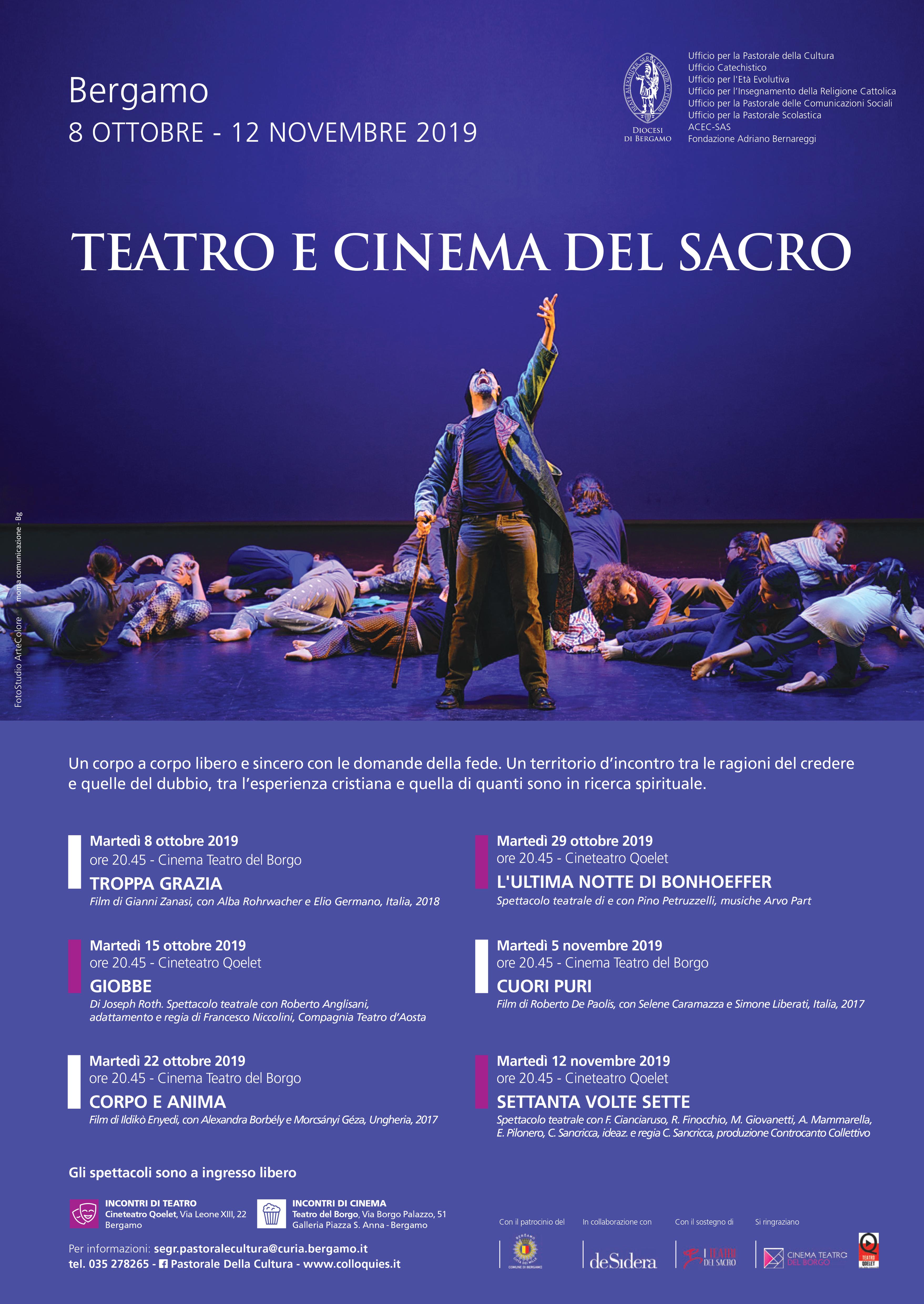 TEATRO E CINEMA DEL SACRO A BERGAMO L'ACEC diocesana con gli uffici pastorali per una rassegna multiforme