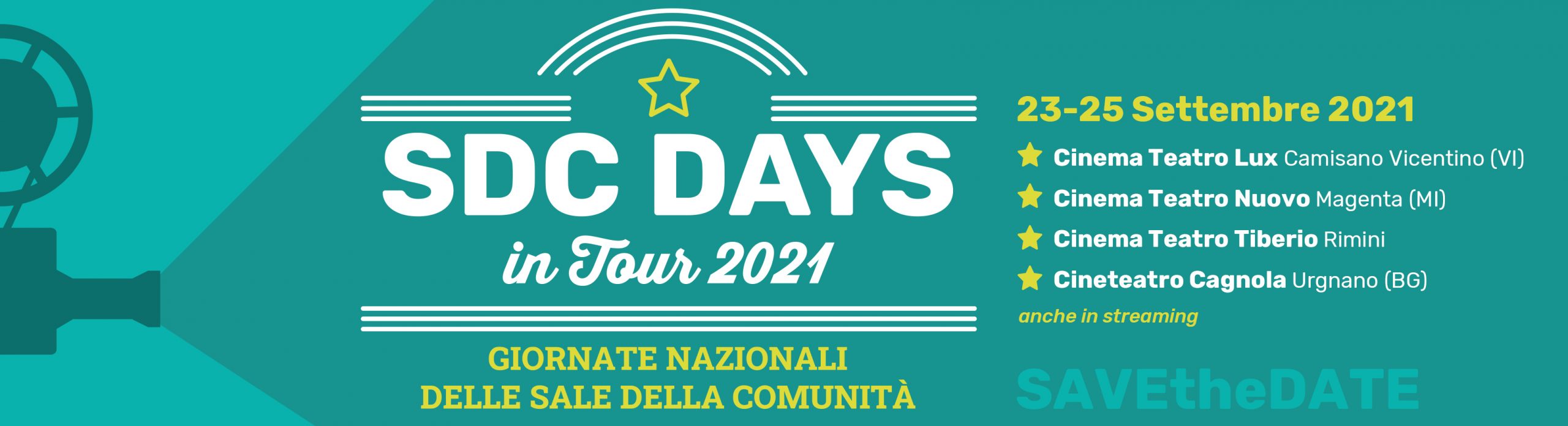 SDC DAYS 2021: SAVE THE DATE! Dal 23 al 25 settembre le Giornate nazionali delle Sale della Comunità 5a edizione